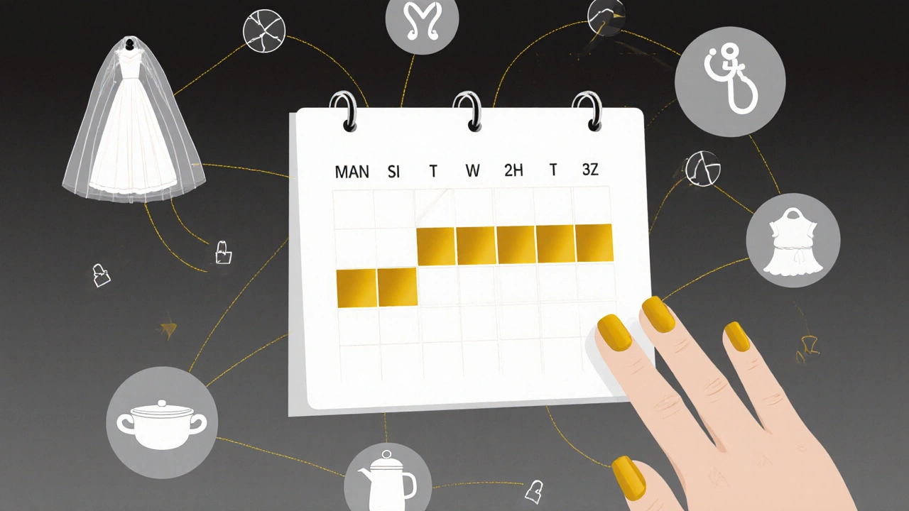 Kalendář s označenými středou a čtvrkem jako ideálními dny na manikúru.