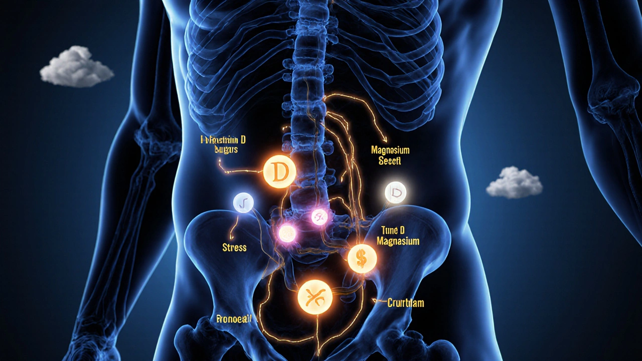 Koncepční obrázek těla s vitamíny podporujícími spalování tuku v břiše.