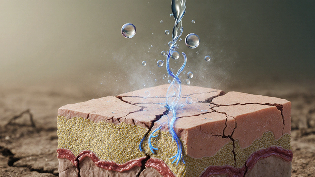 Suchá kůže se zaceluje, když voda je přitahována a zadržována přirozenými látkami.