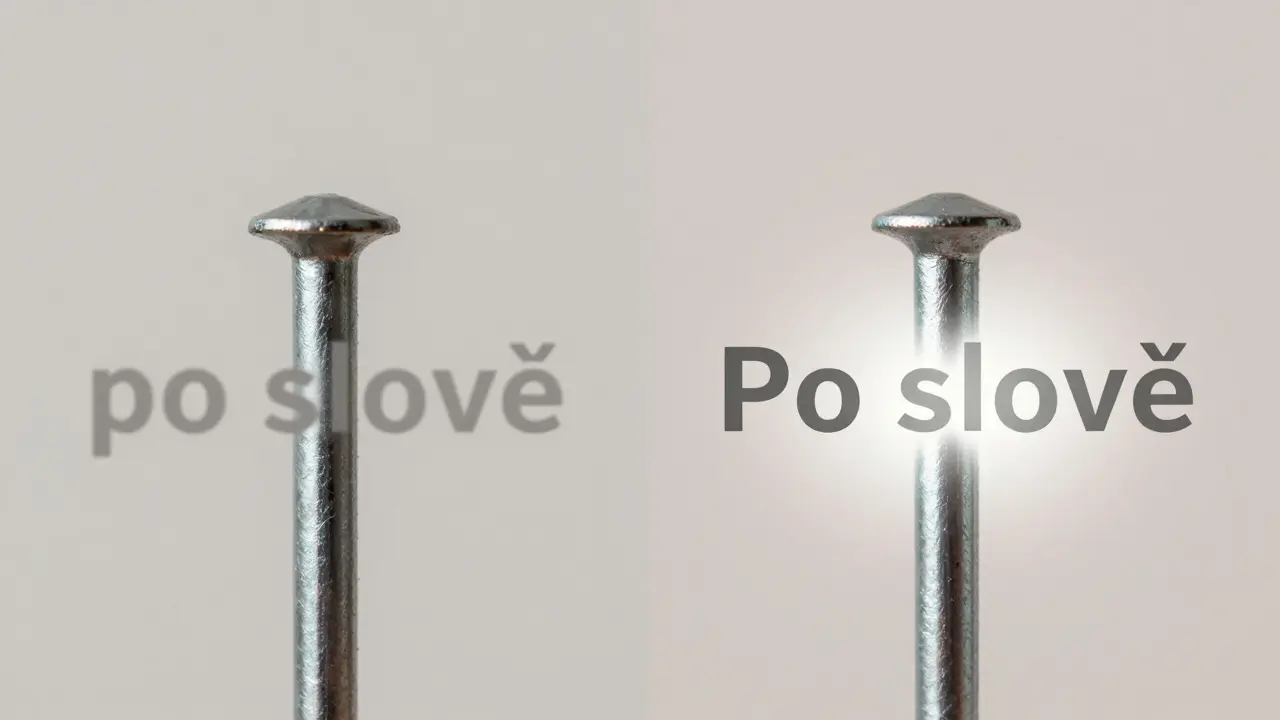 Dvě srovnávací nehty: jedna správně napsaná, druhá s chybou v češtině.