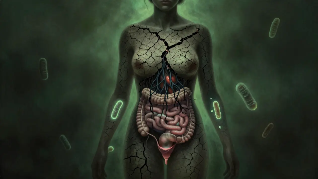 Symbolický obraz poševního mikrobiomu zničeného kvasinkami.