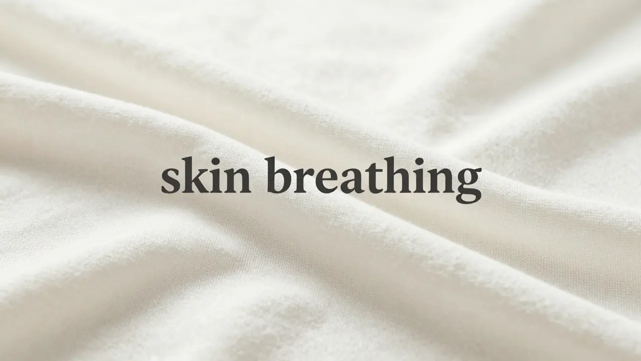 Detail jemné bílé bavlněné látky symbolizující prodyšnost a komfort.