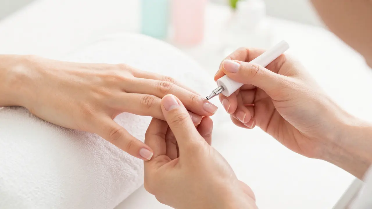 Profesionální manikúra ošetřující nehty pro dosažení zdravého a čistého vzhledu ruky.