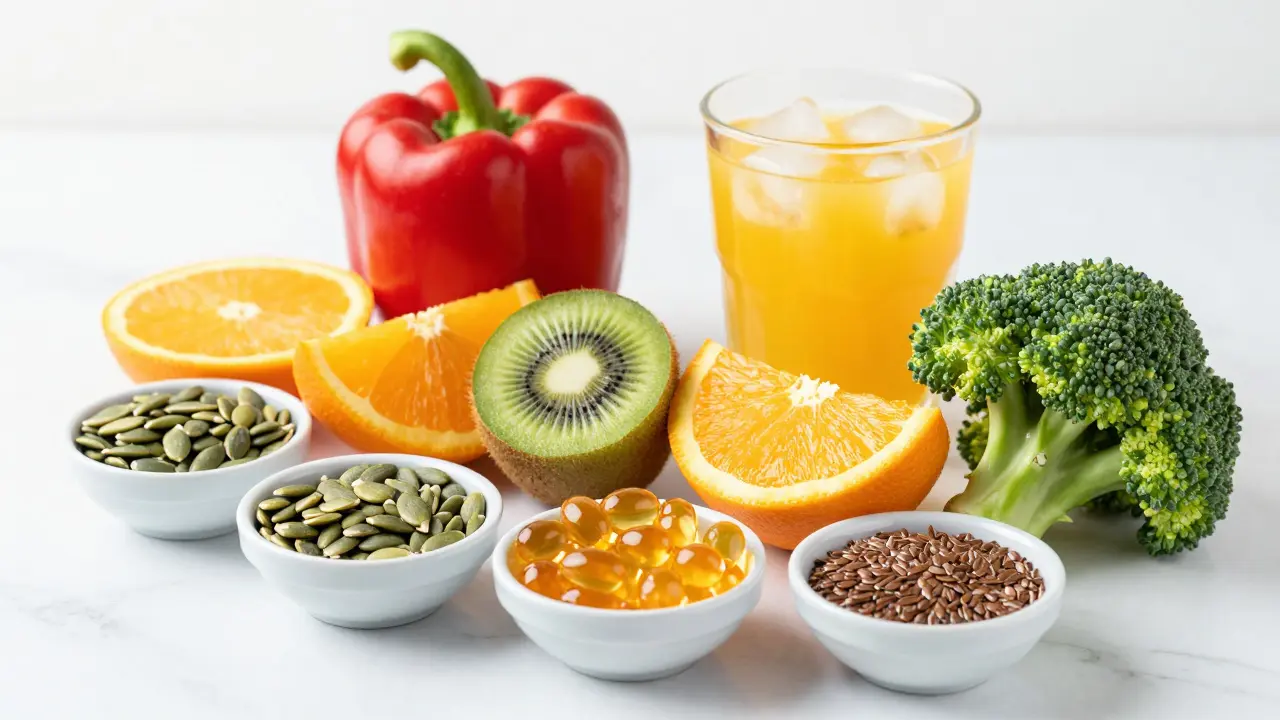 Čerstvé ovoce a zelenina bohatá na vitamín C a minerály