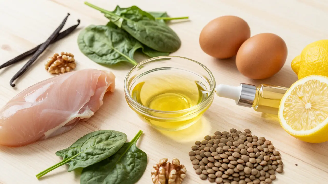 Ingredience pro zdravé nehty: oleje, vejce, ořechy a špenát