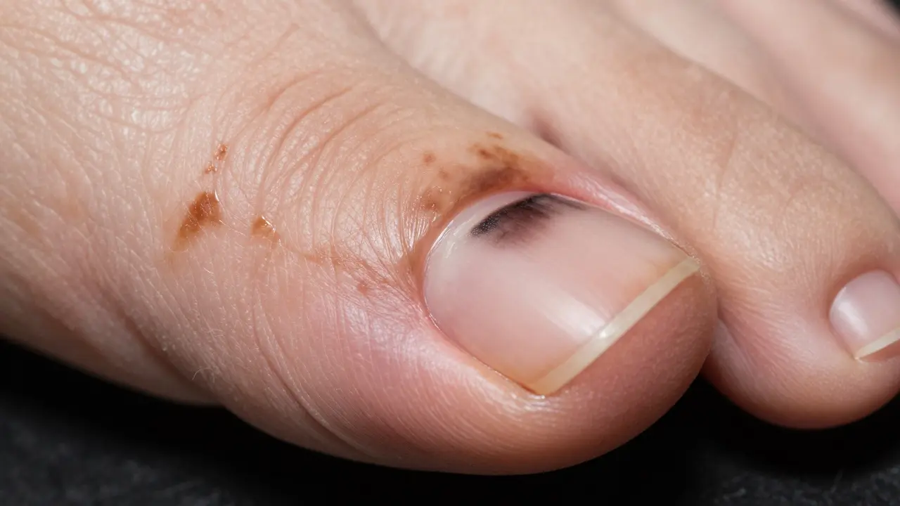 Pigmentace na kůži kolem nehtu při melanomu