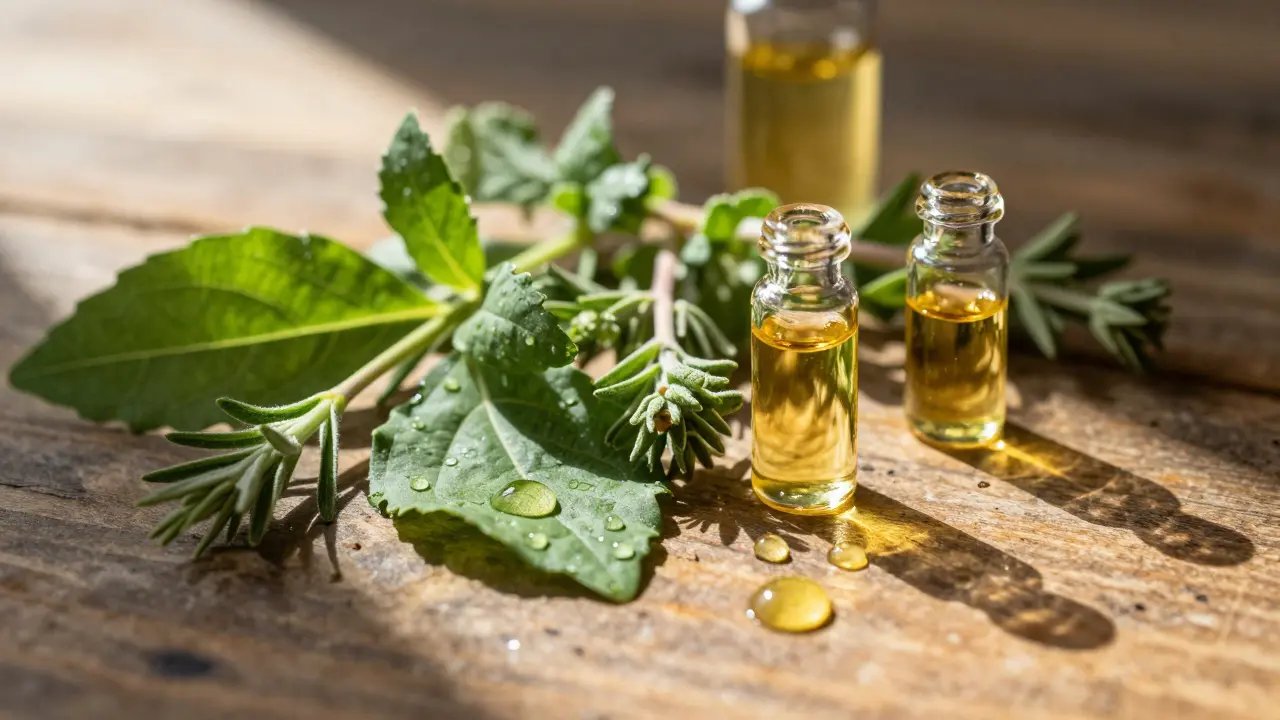 Přírodní ingredience pro bio kosmetiku: listy, bylinky a oleje na dřevě