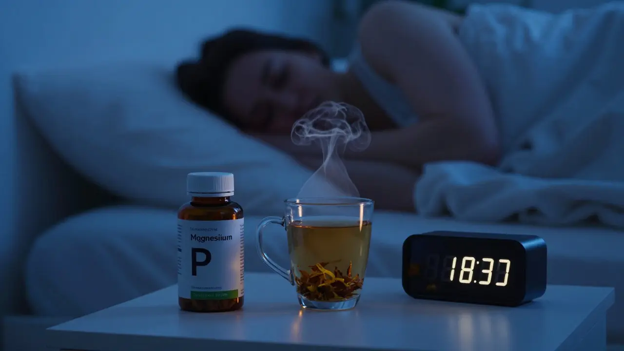 Večerní pokoj s hořčíkem a teplým nápojem pro lepší spánek