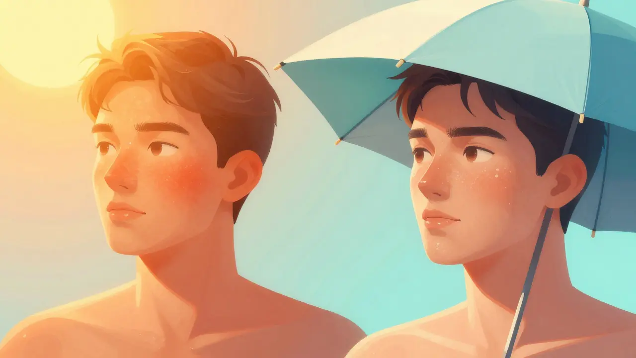 Ilustrace ochrany pleti před sluncem po depilaci pro prevenci skvrn