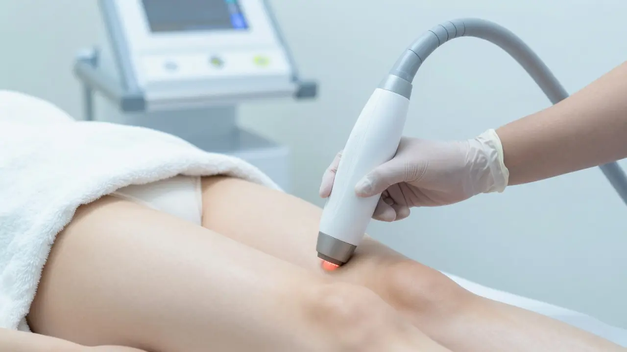 Žena podstupující laserovou epilaci v profesionálním salonu