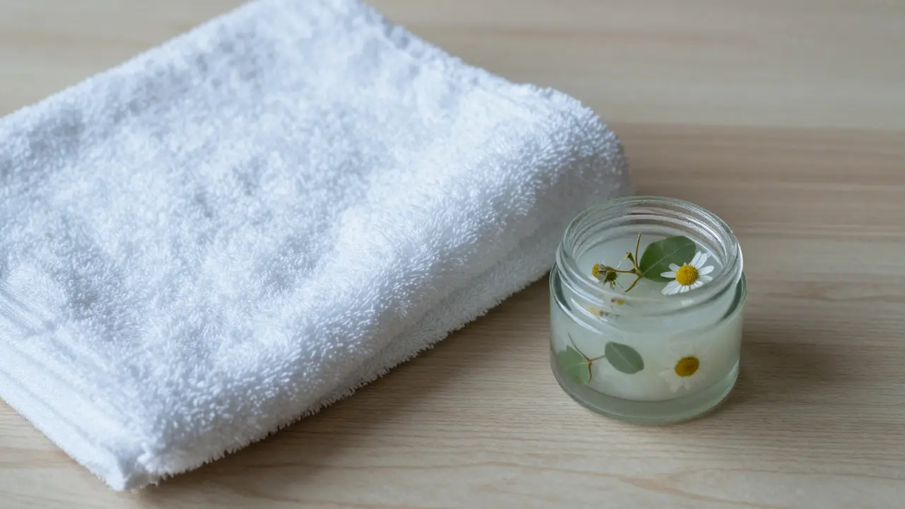 Post-shave péče: bavlněný ručník a zklidňující balzám